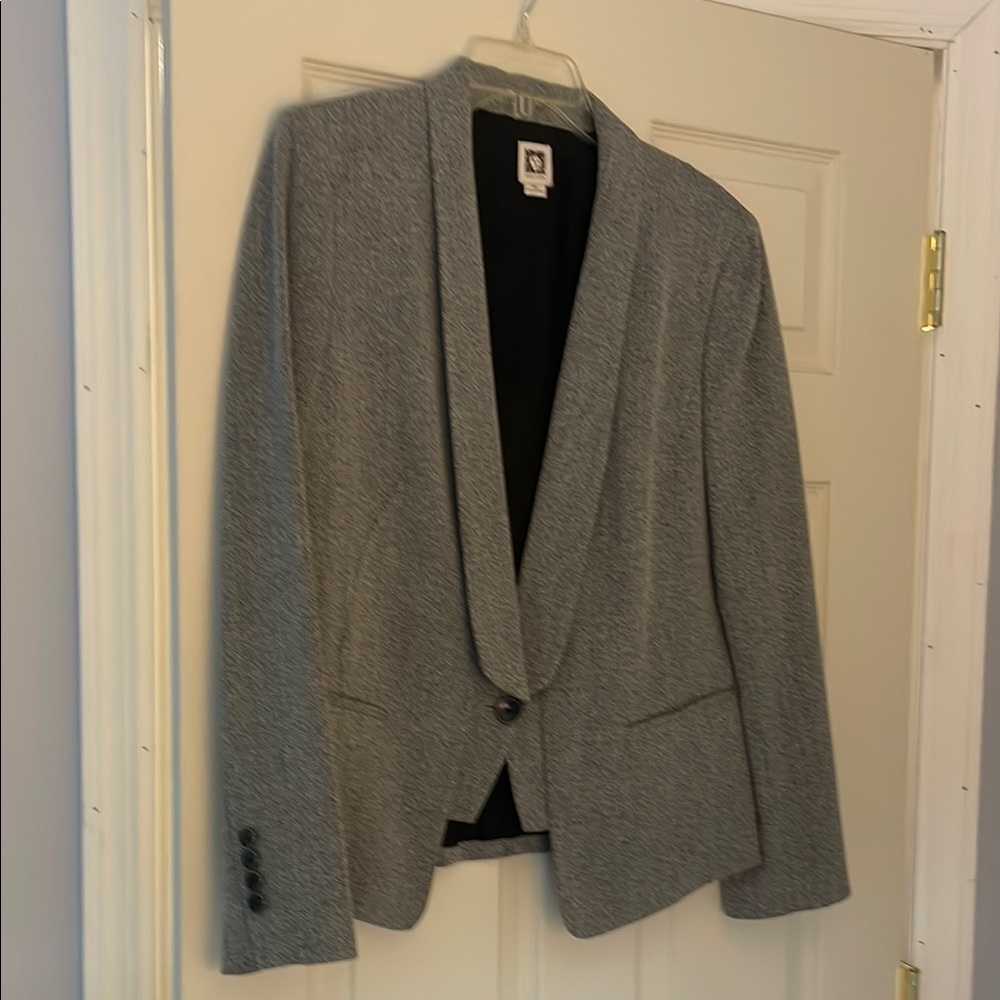 Anne Klein Gray Tailored Blazer with Shawl Collar